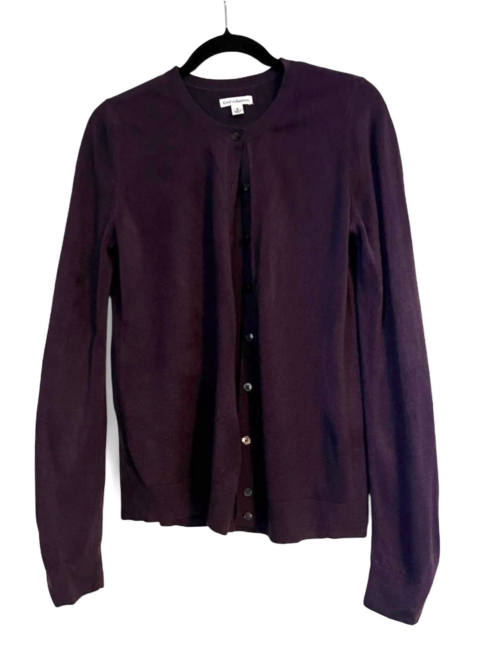 croft & barrow Women's Plum Button-Front Crewneck Cardigan